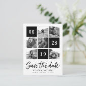 グリッドコラージュ |白黒の写真の日付を保存 案内ポストカード (スタンド正面)
