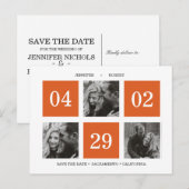 グリッドフォトコラージュ | オレンジ | セーブザデート 案内ポストカード (正面/裏面)