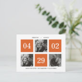 グリッドフォトコラージュ | オレンジ | セーブザデート 案内ポストカード (スタンド正面)