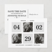 グリッドフォトコラージュ |シルバーグレー |日付の保存 案内ポストカード (正面/裏面)