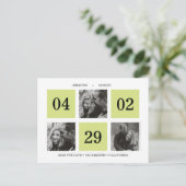グリッドフォトコラージュ |緑 |日付の保存 案内ポストカード (スタンド正面)