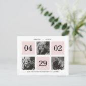 グリッドフォトコラージュ |赤面ピンク |日付の保存 案内ポストカード (スタンド正面)