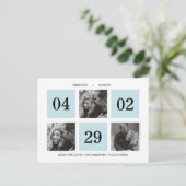 グリッドフォトコラージュ |青 |日付の保存 案内ポストカード (スタンド正面)