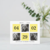 グリッドフォトコラージュ |黄色 |日付の保存 案内ポストカード (スタンド正面)
