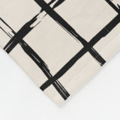 グリッドブラッククリーム12フォトモダンミニマル抽象芸術 フリースブランケット (角)