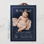 グリッドモダン付き出産発表 招待状 (正面/裏面)