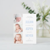 グリッドモダン編集可能な色の発表はがき ポストカード (スタンド正面)