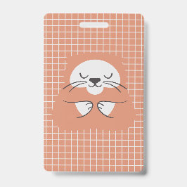 グリッドラインとブラウンのかわいい猫のデザイン バッジ