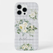 グリッド上のバラ 名前をカスタマイズ iPhoneケース (裏面)