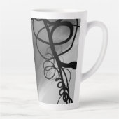 グリッド上：抽象芸術グレー、白黒 カフェラテマグ (右)