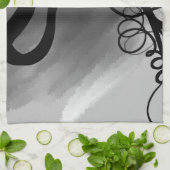 グリッド上：抽象芸術グレー、白黒 キッチンタオル (折り畳み)