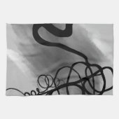 グリッド上：抽象芸術グレー、白黒 キッチンタオル (横)