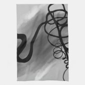 グリッド上：抽象芸術グレー、白黒 キッチンタオル (縦)