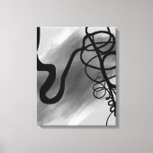 グリッド上：抽象芸術グレー、白黒 キャンバスプリント (正面)