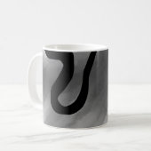グリッド上：抽象芸術グレー、白黒 コーヒーマグカップ (正面左)