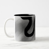 グリッド上：抽象芸術グレー、白黒 ツートーンマグカップ (左)