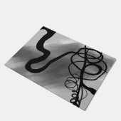 グリッド上：抽象芸術グレー、白黒 ドアマット (アングル)