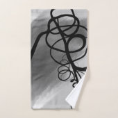 グリッド上：抽象芸術グレー、白黒 バスタオルセット (ハンドタオル)