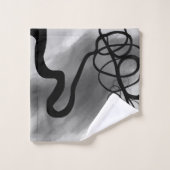 グリッド上：抽象芸術グレー、白黒 バスタオルセット (ウォッシュタオル)