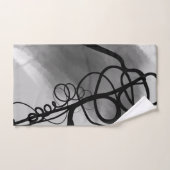 グリッド上：抽象芸術グレー、白黒 バスタオルセット (ハンドタオル)