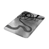 グリッド上：抽象芸術グレー、白黒 バスマット (アングル)