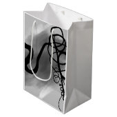 グリッド上：抽象芸術グレー、白黒 ミディアムペーパーバッグ (正面アングル)