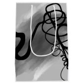 グリッド上：抽象芸術グレー、白黒 ミディアムペーパーバッグ (裏面)