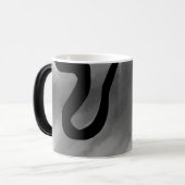 グリッド上:抽象芸術グレー、白黒 モーフィングマグカップ (正面左)