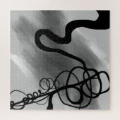 グリッド上:抽象芸術ブラックとグレー ジグソーパズル (横)