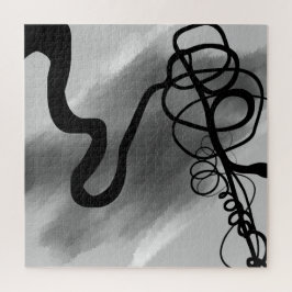 グリッド上：抽象芸術ブラックとグレー ジグソーパズル