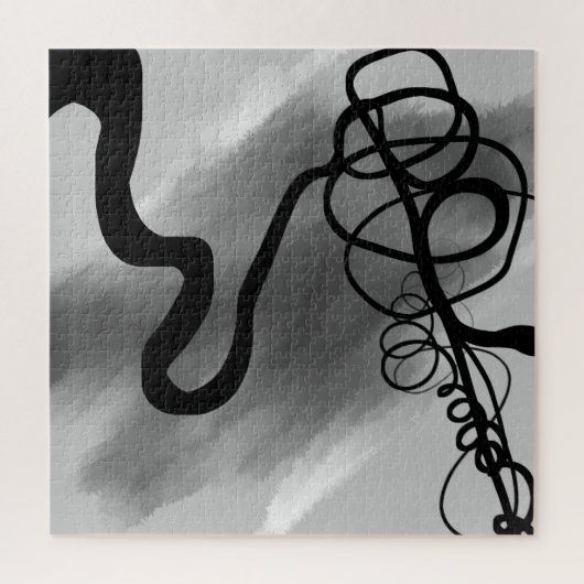 グリッド上:抽象芸術ブラックとグレー ジグソーパズル (縦)