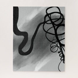 グリッド上：抽象芸術ブラックとグレー ジグソーパズル