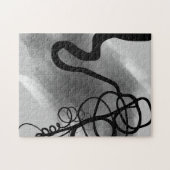 グリッド上：抽象芸術ブラックとグレー ジグソーパズル (横)