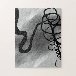 グリッド上：抽象芸術ブラックとグレー ジグソーパズル