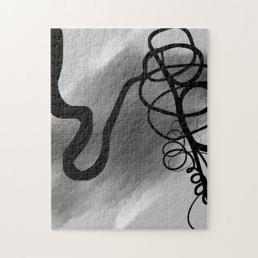 グリッド上：抽象芸術ブラックとグレー ジグソーパズル (縦)