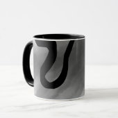 グリッド上：抽象芸術ブラックとグレー マグカップ (正面左)