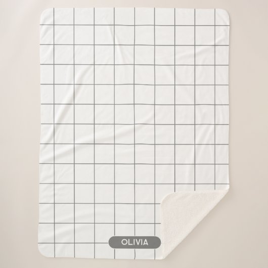 グリッド灰色 シェルパブランケット (正面)