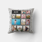 グリッド白黒12枚モダンミニマル写真 クッション (裏面)