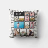 グリッド白黒12枚モダンミニマル写真 クッション (正面)