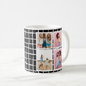 グリッド白黒4フォトモダンミニマル抽象芸術m コーヒーマグカップ (正面右)