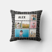 グリッド白黒6フォトモダンミニマル抽象芸術 クッション (裏面)