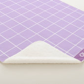 グリッド薄紫と白 シェルパブランケット (3/4)