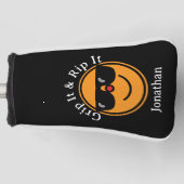 グリップとリップそれをオレンジ幸せ顔サングラス ゴルフヘッドカバー (正面)