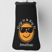 グリップとリップそれをオレンジ幸せ顔サングラス ゴルフヘッドカバー (回転90)