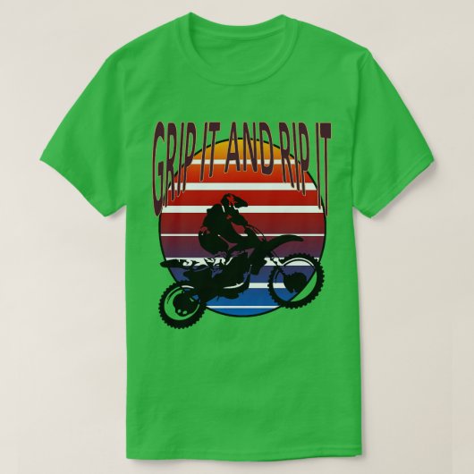 グリップ及びリッピング汚れ自転車レトロスタイル Tシャツ (デザイン正面)