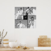 グリッモダンドモノグラム結婚ボックスの4枚の写真コラージュ ポスター (キッチン)