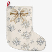 グリッ素朴ジクリーム弓クリスマス ラージクリスマスストッキング (正面)