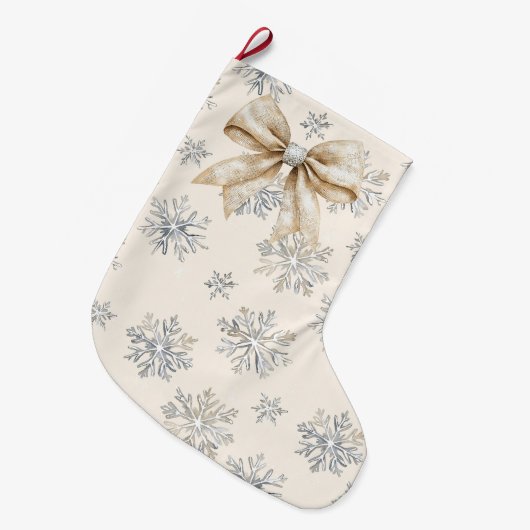 グリッ素朴ジクリーム弓クリスマス ラージクリスマスストッキング (正面 (吊り時))