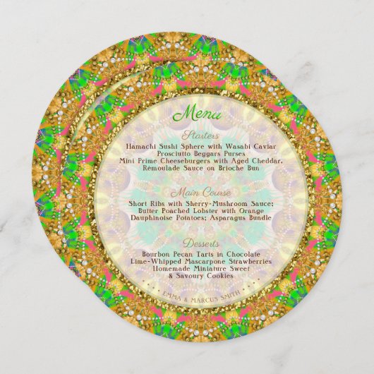 グリッ鮮やかチコアGlamディナープレートメニューテンプレート メニュー (正面/裏面)