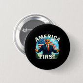 グリティはっきりしたレトロ政治スローガンAmerica First D 缶バッジ (正面&裏面)